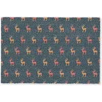 MuchoWow Deurmat 90x60 cm - Droogloopmat Patroon - Herten - Blauw - Mat voor binnen - Schoonloopmat - Deurmatten met print - Inloopmat