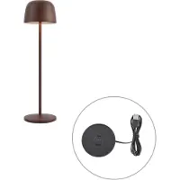 QAZQA Tafellamp roestbruin incl. LED oplaadbaar met laadstation IP65 - Raika