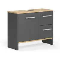 Vicco Wastafelonderkast Karli Antraciet 70.2 x 57 cm met 2 lades en 1 deur, Model 58325