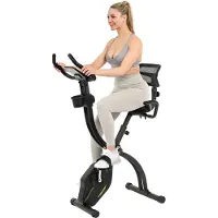 Christopeit Sport Christopeit opvouwbare hometrainer Velo Fit - fitnessfiets met rugleuning – stille magnetische weerstand, 14 niveaus, ergonomisch verstelbaar zadel, handpulssensoren, hometrainer tot 120 kg