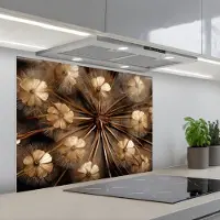 KitchenYeah Spatscherm 90x70 cm - Zelfklevende achterwand Droogbloemen - Bruin - Natuur - Keuken muurbeschermer - Spatwand fornuis