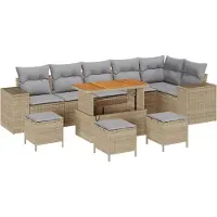 vidaXL Tuinbank Set 10 st 6-Aantal zitplaatsen Beige en Lichtgrijs