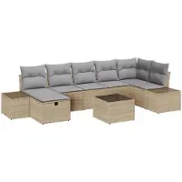 vidaXL Bankstel 7 st poly rattan