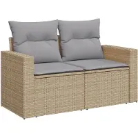 vidaXL Tuinbank Set 12 st 8-Aantal zitplaatsen Beige en Lichtgrijs