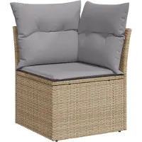 vidaXL Tuinbank Set met kussen met opslag 9 pcs Beige Poly rattan