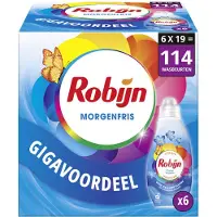 Robijn - Vloeibaar Wasmiddel - Klein & Krachtig - Morgenfris - 6 flessen 114 wasbeurten - Voordeelverpakking