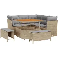 vidaXL Tuinbank Set 8 st 5-Aantal zitplaatsen Beige en Lichtgrijs