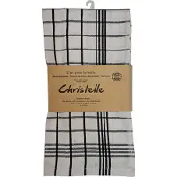 Merkloos Handdoek Christelle, ft 50 x 70 cm, geruit, wit, pak van 3 stuks