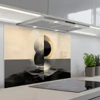 KitchenYeah Spatscherm 90x60 cm - Zelfklevende achterwand Cirkels - Schaduw - Abstract - Keuken muurbeschermer - Spatwand fornuis