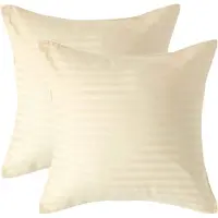 Homescapes Satijn Streep Katoen Kussensloop 40x40 cm – Set van 2 – Lichtgeel – 100% Egyptisch Katoen – Draaddichtheid 330