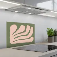 KitchenYeah Spatscherm 60x45 cm - Zelfklevende achterwand Abstract - Natuur - Pastel - Roze - Keuken muurbeschermer - Spatwand fornuis