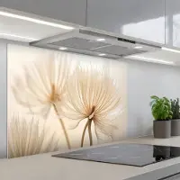 KitchenYeah Spatscherm 90x60 cm - Zelfklevende achterwand Bloemen - Beige - Natuur - Keuken muurbeschermer - Spatwand fornuis