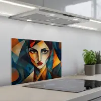 KitchenYeah Spatscherm 60x45 cm - Zelfklevende achterwand Portret - Abstract - Vormen - Keuken muurbeschermer - Spatwand fornuis