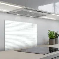 KitchenYeah Spatscherm 70x50 cm - Zelfklevende achterwand Zee - Sfeer - Strepen - Groen - Keuken muurbeschermer - Spatwand fornuis