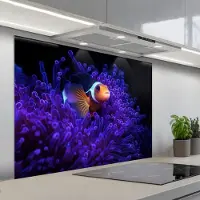 KitchenYeah Spatscherm 100x75 cm - Zelfklevende achterwand Koraal - Vis - Oranje - Zee - Keuken muurbeschermer - Spatwand fornuis