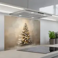 KitchenYeah Spatscherm 80x60 cm - Zelfklevende achterwand Kerst - kerstboom - Sneeuw - Art - Keuken muurbeschermer - Spatwand fornuis