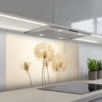 KitchenYeah Spatscherm 120x60 cm - Zelfklevende achterwand Zonlicht - Paardenbloem - Botanisch - Bloemen - Keuken muurbeschermer - Spatwand fornuis