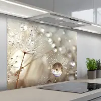 KitchenYeah Spatscherm 100x75 cm - Zelfklevende achterwand Natuur - Bloemen - Druppels - Regen - Keuken muurbeschermer - Spatwand fornuis