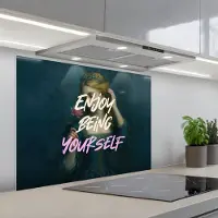 KitchenYeah Spatscherm 80x60 cm - Zelfklevende achterwand Vrouw - Roos - Quote - Keuken muurbeschermer - Spatwand fornuis