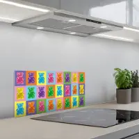 KitchenYeah Spatscherm 60x30 cm - Zelfklevende achterwand Art- Snoep - Kleurrijk - Keuken muurbeschermer - Spatwand fornuis