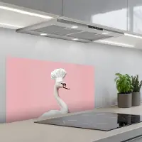 KitchenYeah Spatscherm 80x40 cm - Zelfklevende achterwand Zwaan - Koksmuts - Mooi - Klassiek - Keuken muurbeschermer - Spatwand fornuis