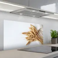 KitchenYeah Spatscherm 100x50 cm - Zelfklevende achterwand Graan - Geel - Wit - Natuur - Stilleven - Keuken muurbeschermer - Spatwand fornuis
