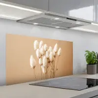 KitchenYeah Spatscherm 100x50 cm - Zelfklevende achterwand Bloemen - Planten - Bruin - Pastel - Keuken muurbeschermer - Spatwand fornuis