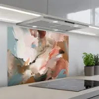 KitchenYeah Spatscherm 90x70 cm - Zelfklevende achterwand Verf - Kleuren - Abstract - Kunst - Keuken muurbeschermer - Spatwand fornuis