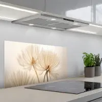 KitchenYeah Spatscherm 90x45 cm - Zelfklevende achterwand Bloemen - Beige - Natuur - Keuken muurbeschermer - Spatwand fornuis