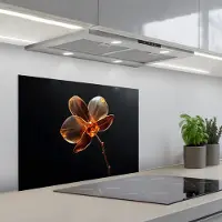 KitchenYeah Spatscherm 70x50 cm - Zelfklevende achterwand Orchidee - Doorzichtig - Bloem - Keuken muurbeschermer - Spatwand fornuis