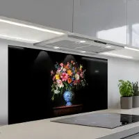 KitchenYeah Spatscherm 120x60 cm - Zelfklevende achterwand Kleur - Vaas - Bloemen - Boeket - Keuken muurbeschermer - Spatwand fornuis