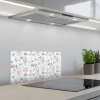 KitchenYeah Spatscherm 70x30 cm - Zelfklevende achterwand Zee - Sfeer - Krab - Blauw - Keuken muurbeschermer - Spatwand fornuis