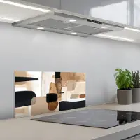 KitchenYeah Spatscherm 60x30 cm - Zelfklevende achterwand Vlakken - Abstract - Zwart - Strepen - Keuken muurbeschermer - Spatwand fornuis
