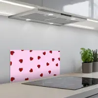 KitchenYeah Spatscherm 60x30 cm - Zelfklevende achterwand Roze - Hart - Lolly - Snoep - Keuken muurbeschermer - Spatwand fornuis