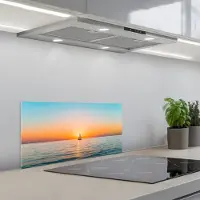 KitchenYeah Spatscherm 60x30 cm - Zelfklevende achterwand Zee - Zeilboot - Zonsondergang - Keuken muurbeschermer - Spatwand fornuis