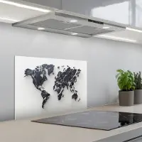 KitchenYeah Spatscherm 60x40 cm - Zelfklevende achterwand Wereldkaart - Marmer print - Modern - Keuken muurbeschermer - Spatwand fornuis