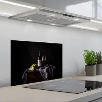 KitchenYeah Spatscherm 60x40 cm - Zelfklevende achterwand Druiven - Wijn - Rood - Tafel - Keuken muurbeschermer - Spatwand fornuis