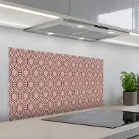 KitchenYeah Spatscherm 100x50 cm - Zelfklevende achterwand Strak - Patroon - Roze - Donkerblauw - Keuken muurbeschermer - Spatwand fornuis