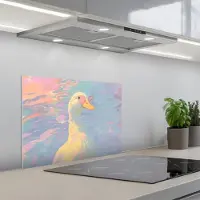 KitchenYeah Spatscherm 60x45 cm - Zelfklevende achterwand Eend - Zonnebril - Water - Keuken muurbeschermer - Spatwand fornuis