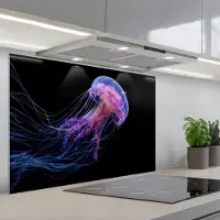 KitchenYeah Spatscherm 90x60 cm - Zelfklevende achterwand Kwal - Doorzichtig - Roze - Tentakels - Keuken muurbeschermer - Spatwand fornuis