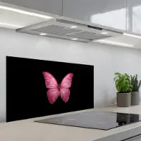 KitchenYeah Spatscherm 90x45 cm - Zelfklevende achterwand Vlinder - roze - Elegant - Keuken muurbeschermer - Spatwand fornuis