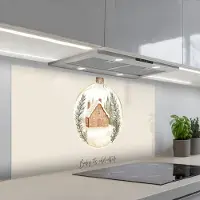 KitchenYeah Spatscherm 120x60 cm - Zelfklevende achterwand Quote - Winter - Kerst - Beige - Kerstbal - Keuken muurbeschermer - Spatwand fornuis