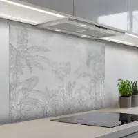 KitchenYeah Spatscherm 100x75 cm - Zelfklevende achterwand Beton - Patroon - Grijs - Keuken muurbeschermer - Spatwand fornuis
