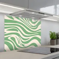 KitchenYeah Spatscherm 80x60 cm - Zelfklevende achterwand Zebrapatroon - Groen - Retro - Keuken muurbeschermer - Spatwand fornuis