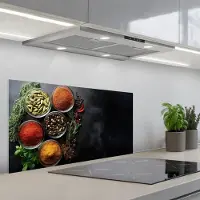 KitchenYeah Spatscherm 80x40 cm - Zelfklevende achterwand Glazen - Bakjes - Blaadjes - Kruiden - Keuken muurbeschermer - Spatwand fornuis