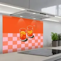 KitchenYeah Spatscherm 80x55 cm - Zelfklevende achterwand Sinaasappel - Glazen - Oranje - Keuken muurbeschermer - Spatwand fornuis