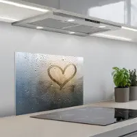 KitchenYeah Spatscherm 60x45 cm - Zelfklevende achterwand Hartje - Condens - Water - 3D - Keuken muurbeschermer - Spatwand fornuis