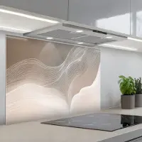 KitchenYeah Spatscherm 80x55 cm - Zelfklevende achterwand Golvende lijnen - Luchtstromen - Harmonieus - Keuken muurbeschermer - Spatwand fornuis