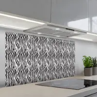 KitchenYeah Spatscherm 120x60 cm - Zelfklevende achterwand Zwart - Wit - Zebra - Patroon - Keuken muurbeschermer - Spatwand fornuis