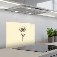 KitchenYeah Spatscherm 60x45 cm - Zelfklevende achterwand Klaproos - Illustratie - Zwart - Keuken muurbeschermer - Spatwand fornuis